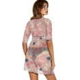 thumbnail image 2 of FKELYI Pink Cartoon Cat Print Women's Swimwear Cover Ups Sheer Fabric Beachwear Dress Breathable Bikini Suit Cover-Up with Half Sleeve for Lady Summer Vacation Outfits, 2XL, 2 of 6