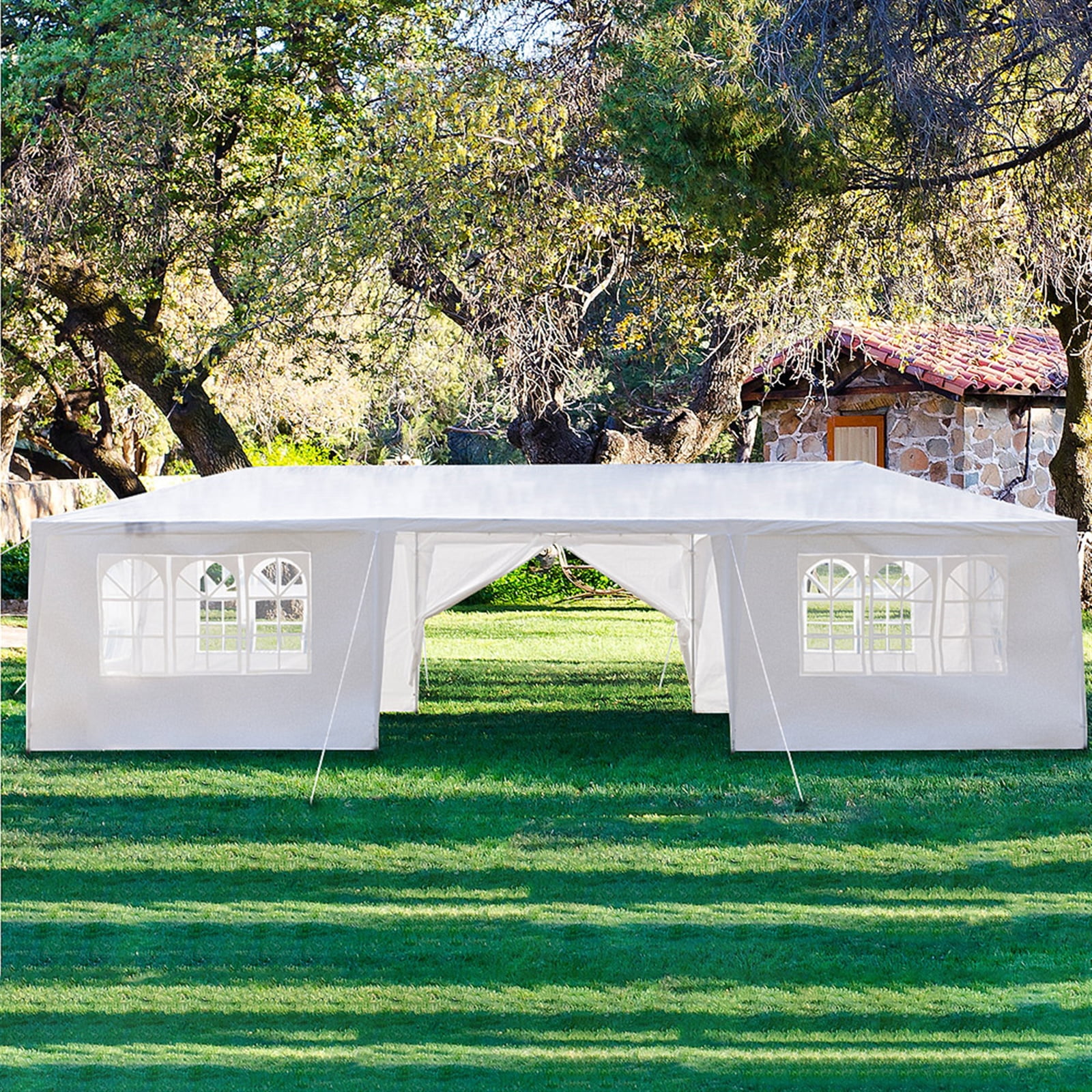 Kepooman 3 x 9m Canopy, Portable Folding Instant Canopy Tent, Outdoor Canopies with Two Doors, White, Eight Sides Kepooman 3 x 9m Canopy, Portable Folding Instant Canopy Tent, Outdoor Canopies with Two Doors, White, Eight Sides