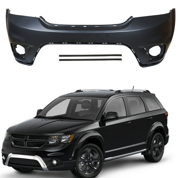 Labwork Primered Front Plastic Bumper Cover Fascia Replacement for 2011-2017 Dodge Journey with Fog Lamp Hole 5YB55TZZAB