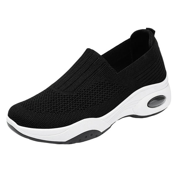 Mepaouo Women Orthopedic Walking Shoes Air Cushion Platform Mesh Slip on Sneakers with Arch Support