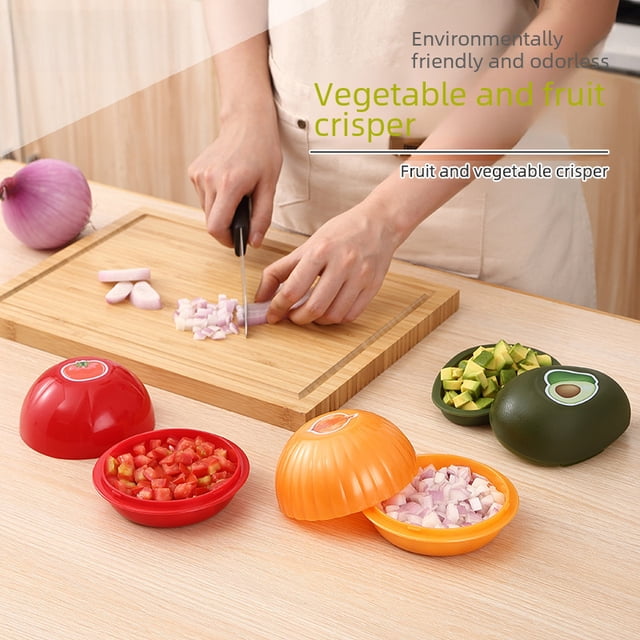 Herramientas de plástico para aguacate, caja para conservar cebollas frescas, caja sellada para alimentos para tomates, recipiente de plástico para conservar verduras frescas