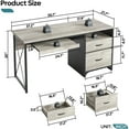 thumbnail image 4 of Bestier 55 inches Computer Desk with Storage Drawers & Keyboard Tray & File Drawer Home Office Desk in Gray, 4 of 9