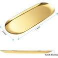 thumbnail image 2 of GoXteam 2Pcs Oval Stainless Steel Golden Tray Decor for Coffee Table, Living Room & Bathroom, Vanity & Jewelry Tray, 7" x 3", 2 of 7