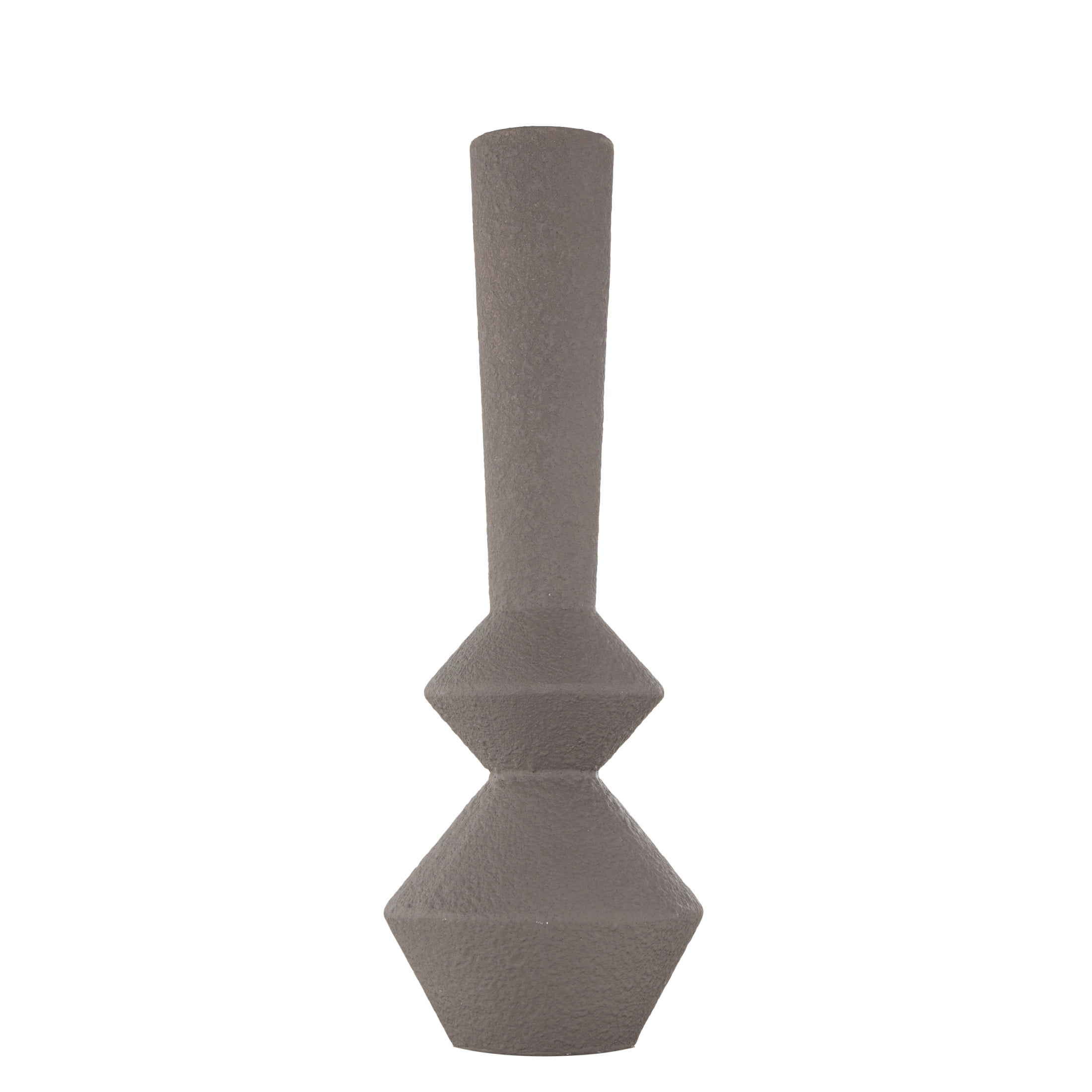 DecMode 25" Art Deco Fluted Dark Gray Metal Vase