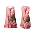thumbnail image 7 of Fotbe Delicate Pink Carnations A Pattern Women’s Summer Tank Midi Dress – Sleeveless A-Line Dress, Floral T-Shirt Dress, Casual Flowing Beach Sundress, 7 of 7
