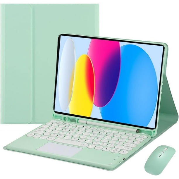 Funda con teclado táctil para iPad (A16) de 11.ª generación de 11 pulgadas (2025) y iPad de 10.ª generación de 10,9 pulgadas (2022), con ratón - Teclado Bluetooth táctil magnéticamente desmontable