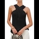 thumbnail image 3 of Blusa Informal de Verano para Mujer, de Punto, Sin Mangas, con Cuello Halter Cruzado y Color Liso. Negro XL, 3 of 9