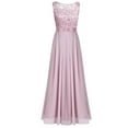 thumbnail image 4 of Kaerm Women Empire Waist Embroidered Chiffon Wedding Bridesmaid Dress Long Evening Prom Gown Dusty Rose 8, 4 of 7