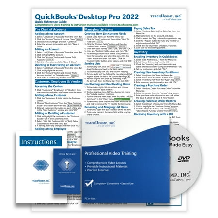 Learn QuickBooks Desktop Pro 2022 Deluxe Training Tutorial- Video Lessons, PDF Instruction Manual, Quick Reference Software Guide for Windows by TeachUcomp, Inc.