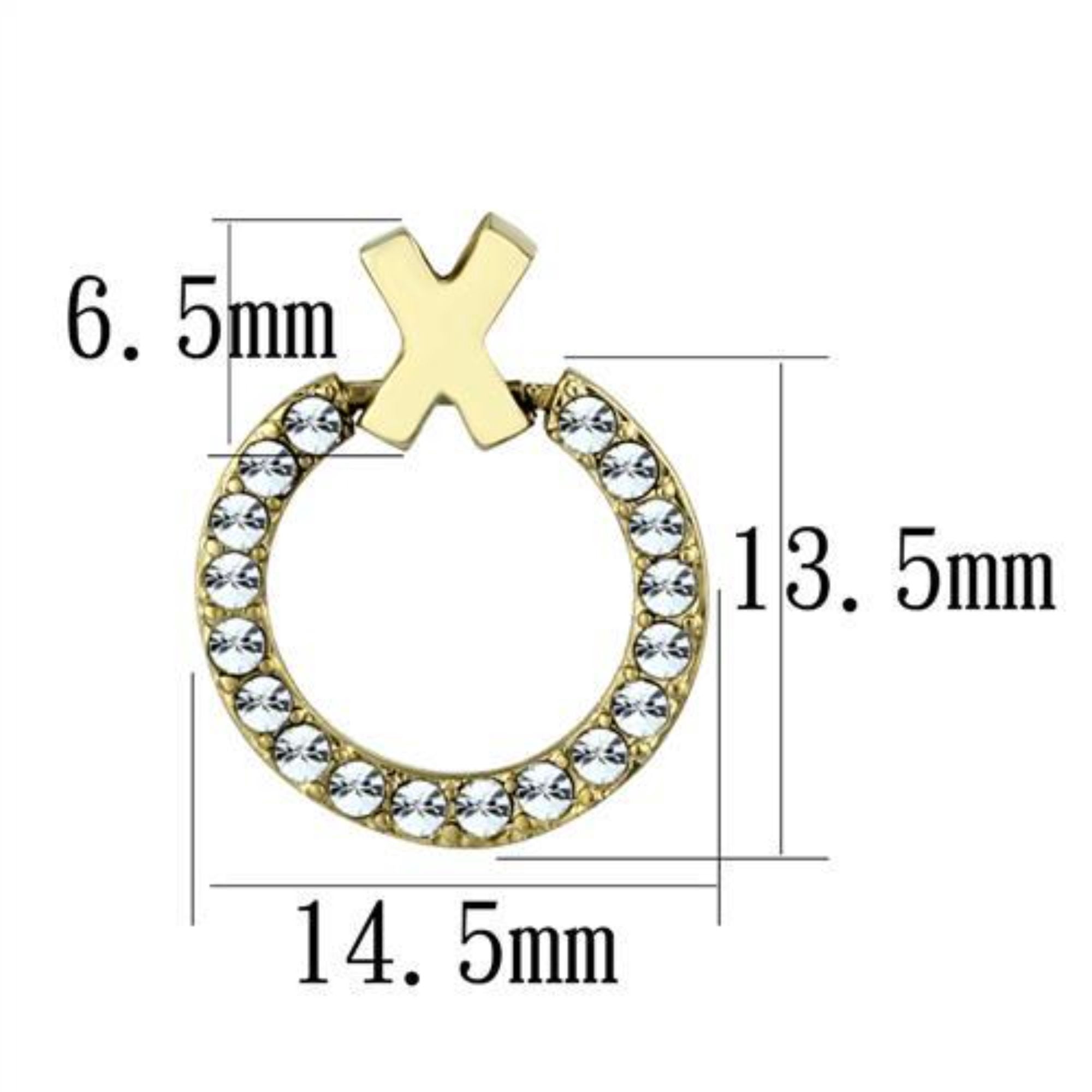 Luxe Jewelry Designs Women's IP Gold Stainless Steel Stud Earrings with Clear Top Grade Crystals