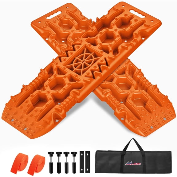 Nilight Recovery Off-road Traction Boards with Jack Lift Base Emergency Tire Ladder Mats For 4WD 4X4 Mud Sand Snow with 2PCS Mounting kit Carry Bag 2 leashes