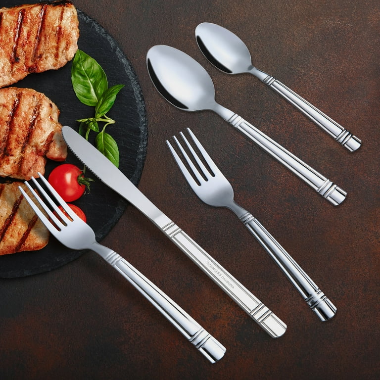 Mainstays 49 Piece Elena Adult Stainless Steel Flatware and
