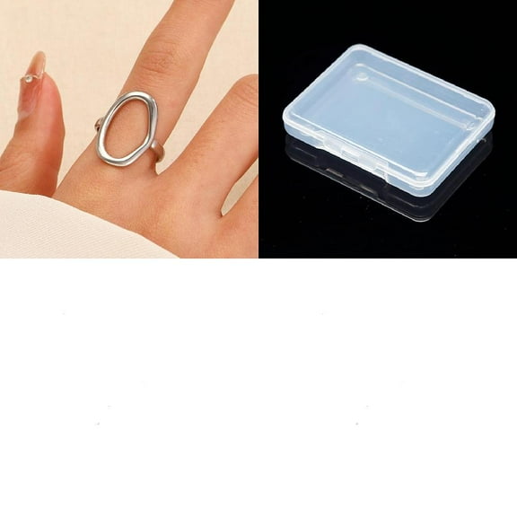 1set 1pc Stainless Steel Oval Cuff Rings for Women Stainless Steel color Inner Diameter: Adjustable