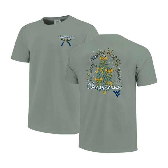 Women's Light Green West Virginia Mountaineers Christmas Tree Comfort Colors T-Shirt