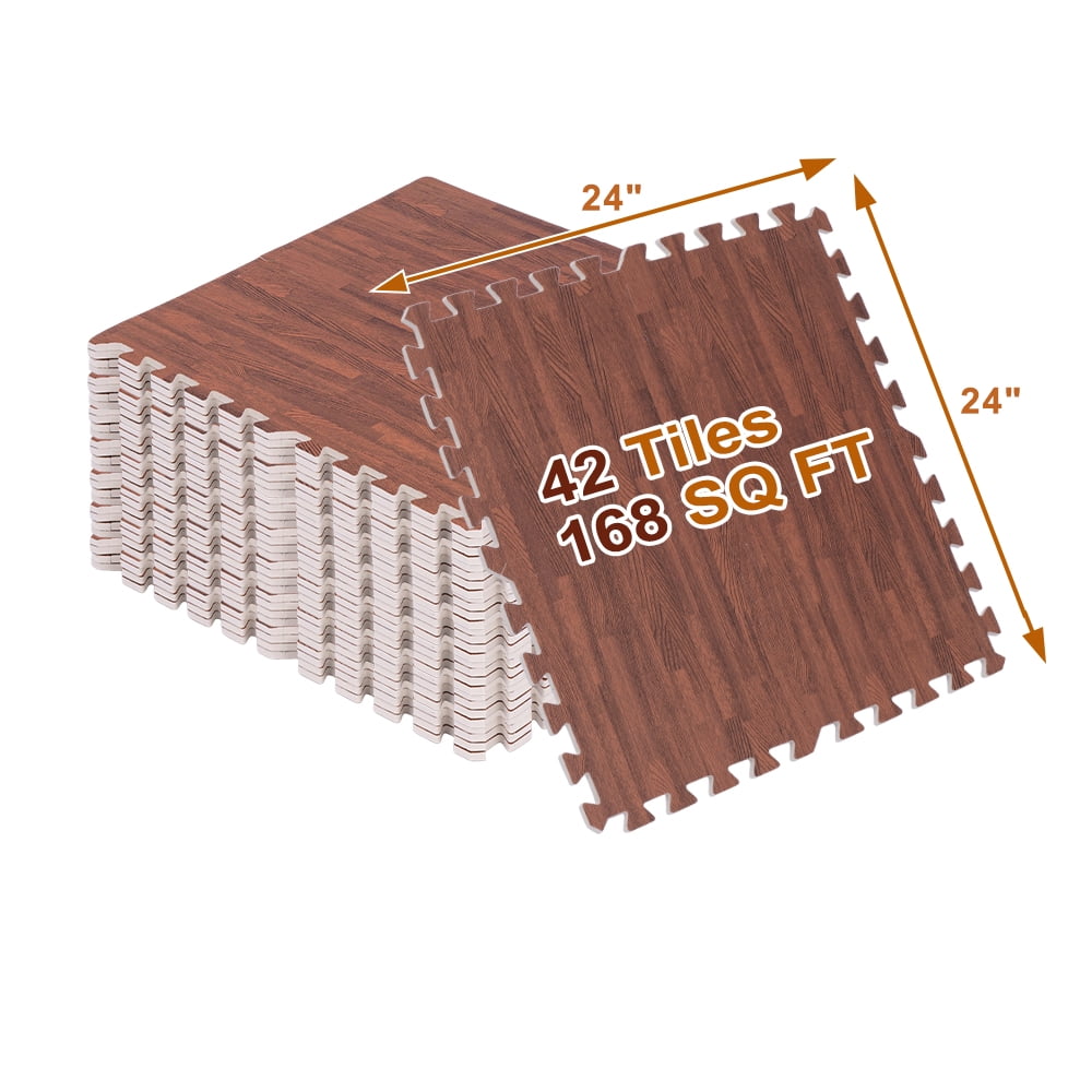 ARVAKOR Wood Grain Puzzle Mat 1/2-in, 24 Tiles EVA Foam Interlocking Floor Tiles (96SQ FT) for Secure Indoor Room Workout Flooring and Playmat