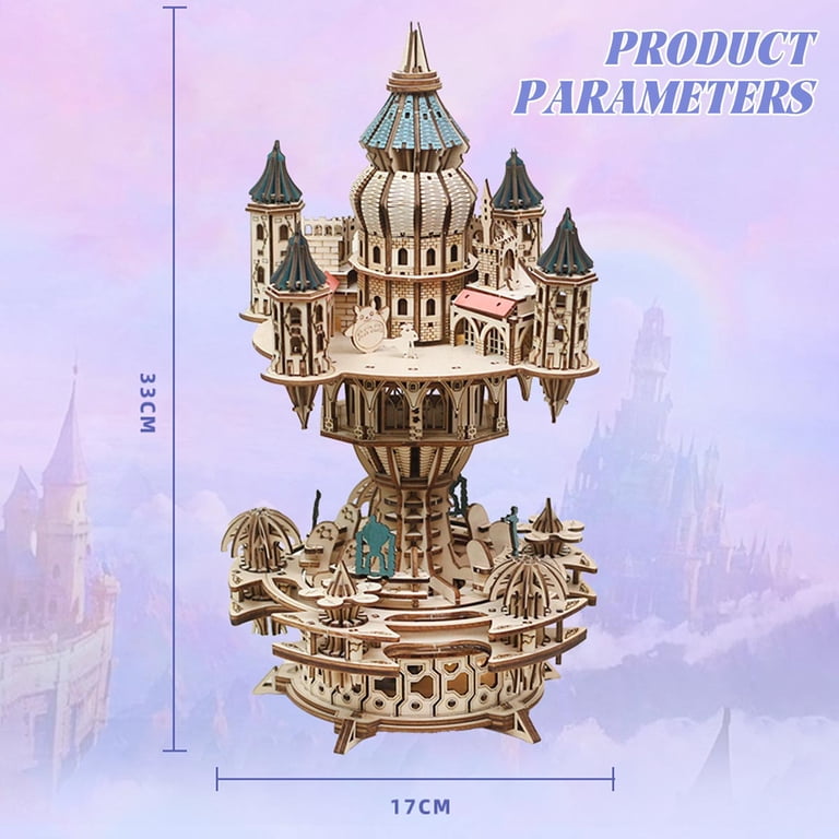 3D Wooden Puzzle Castle in the Sky Music Box Model Kit