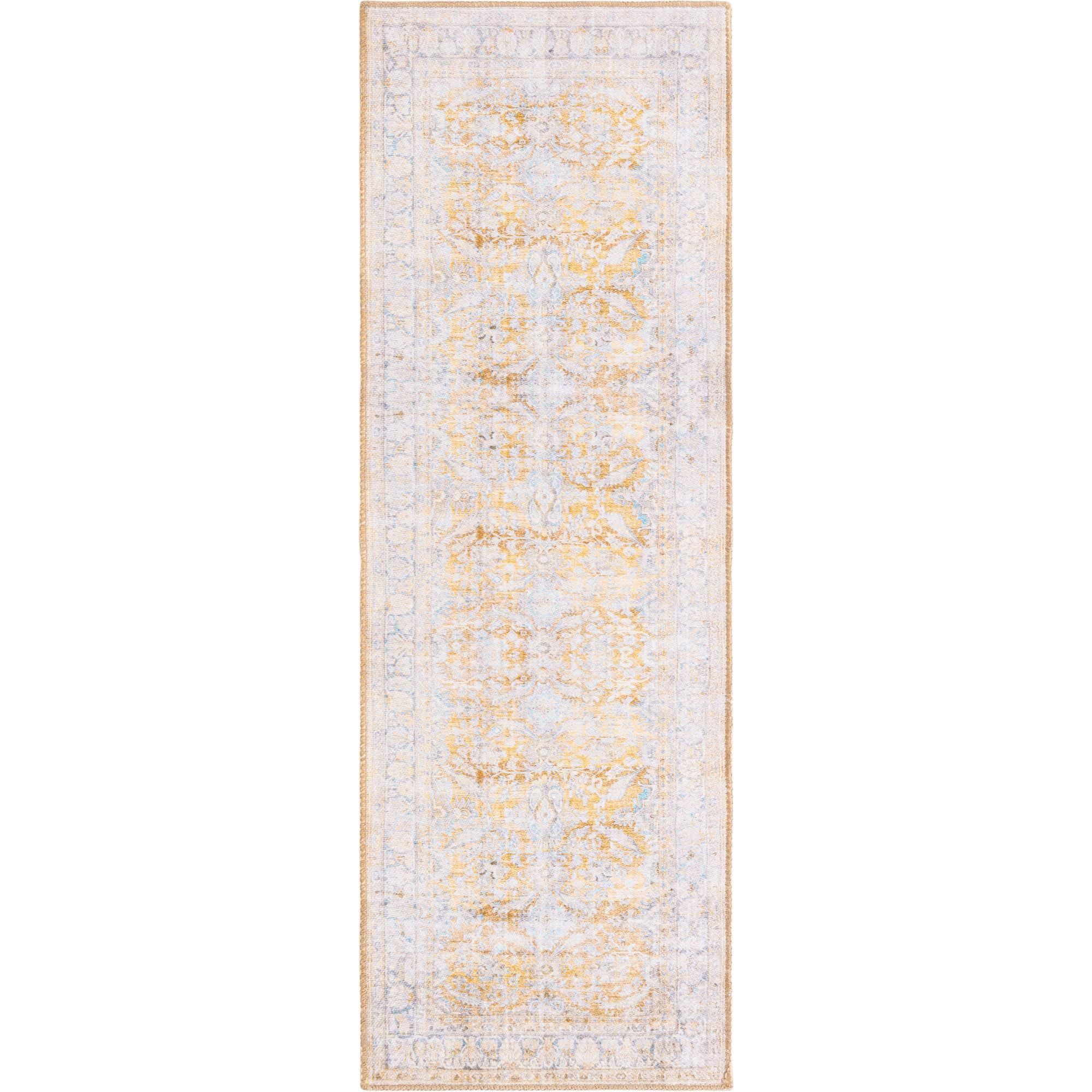 2' 6 x 12' 0 Unique Loom Revival Collection Traditional Medallion Border Rust Red/Blue Runner Rug