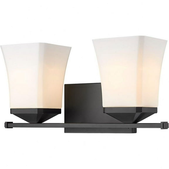 2 Light Vanity Light Fixture in Traditional Style-7.75 inches Tall and 16 inches Wide-Matte Black Finish Bailey Street Home 372-Bel-4619939