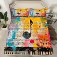 thumbnail image 2 of Manfei Musical Note Child Queen Sheet Sets, Watercolor Graffiti Art Flat Sheet, Pop Country Music Queen Fitted Sheet, Lightweight Room Decor, 4-Piece, 2 of 7