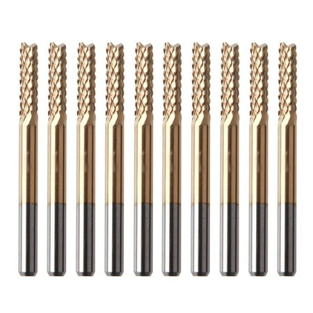 

Feiruifan 10Pcs 3.175 x 12mm Milling Routers Sharp High Cutting Finish Titanium Coating Professional Milling Router Kit for Acrylic