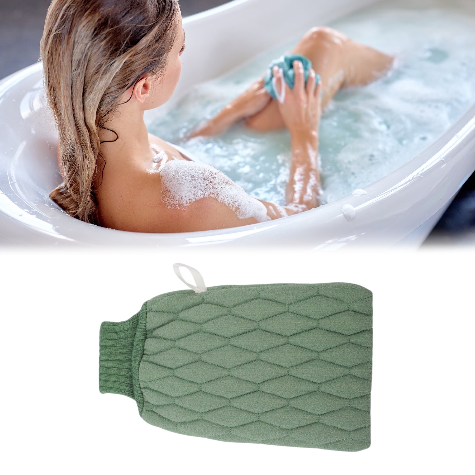 Unique Bargains Double-sided Bath Towel for Shower Room 5.51"x9.06" 1 Pc Green
