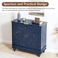 thumbnail image 3 of Wirrytor Vintage Blue Sideboard Cabinet with 2 Doors for Hallway Entrance, Carved Wood Accent Cabinet for Living Room, Modern Storage Credenza for Dining Room, 3 of 8