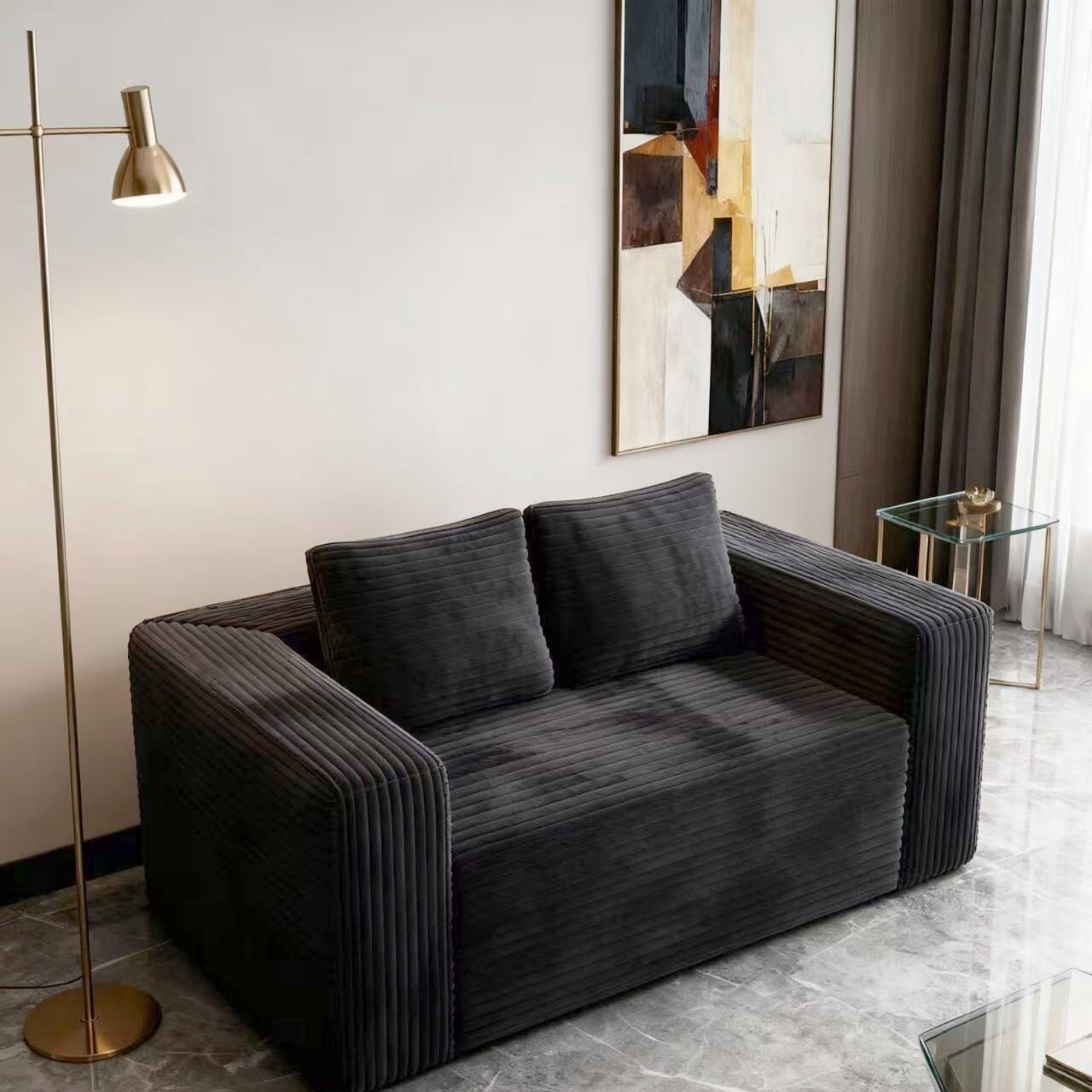 Leumius 63" Cloud Loveseat Sofa, Gray photo 2