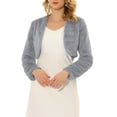 thumbnail image 1 of INSPIRE CHIC Women's Collarless Long Sleeve Open Front Faux Fur Shrug Cropped Coat M Gray, 1 of 6