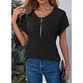 thumbnail image 4 of Plus Size Womens Tops 1/4 Zip Up Short Sleeve Tunics Black XL, 4 of 6
