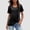 Black, variant on Round Neck Short Sleeve Casual T Shirt For Women With Knot Detail Solid Color Relaxed Fit Top And Shirts Women Women Undershirt Womens Stretch T Shirt Women Short Sleeve Shirts Casual T Shirt for