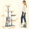 thumbnail image 3 of PawHut 53" Cat Tree Tower with Condo, Kitten Activity Centre, Grey, 3 of 10