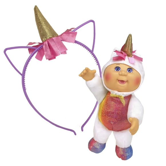 Cabbage Patch Kids CPK and Me 9" Sparkle Unicorn Cutie Doll and Matching Unicorn Headband Accessory