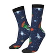 thumbnail image 2 of Uemuo Dinosaur Astronaut Space Surfing Pattern Women's Crew Socks, Soft Durable Breathable Moisture-Wicking with Odor Control Cotton socks, 2 of 9
