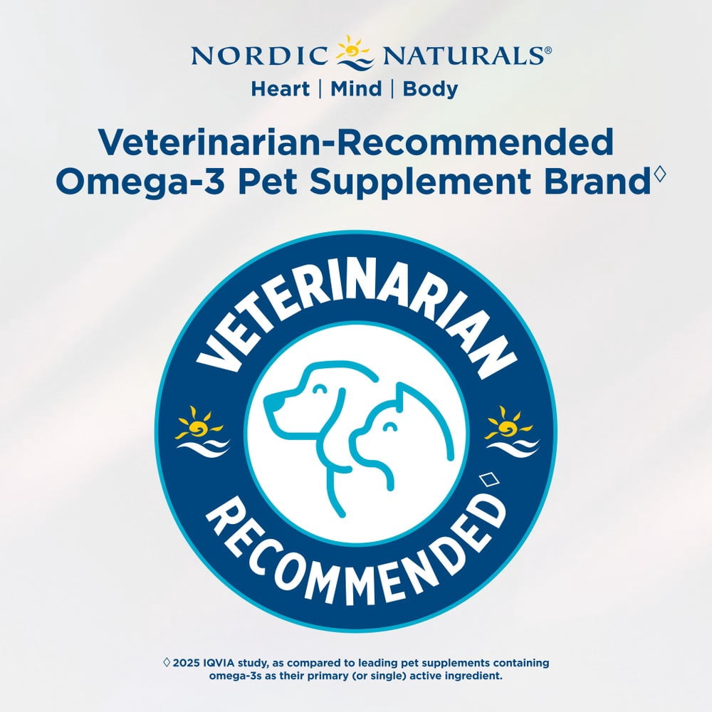 Nordic Naturals Omega-3 Pet, Soft Gels for Dogs, Fish Oil, 120 Ct