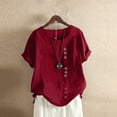 thumbnail image 1 of Pntutb - Camiseta de lino con botones sueltos para mujer, talla grande, para uso diario, estilo bohemio, tanic Pntutb Pntutb-3941, 1 of 4