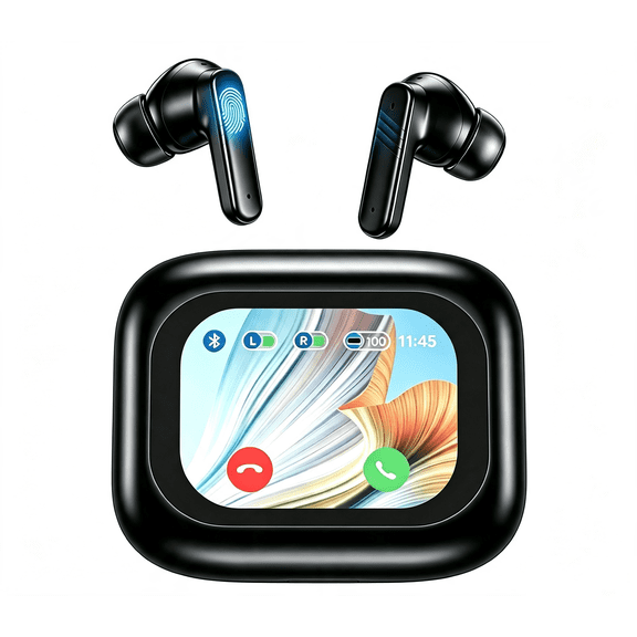 Cshidworld Bluetooth 5.4 Wireless Earbuds with Smart Touch Screen,60H Battery Life,ENC & ANC Noise Cancelling,Transparency Mode,IPX7 Waterproof for iOS Android