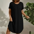 thumbnail image 2 of Horkkom Plus Size Dresses for Curvy Women Crew Neck Short Sleeve Mini Dresses Summer Casual Loose Sundresses XXXL, 2 of 10