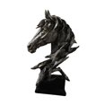 thumbnail image 4 of Figura de resina con forma de cabeza de caballo, estatua coleccionable, adorno de regalo, escultura de animal para pasillo, oficina, inauguración de Negro, 4 of 10