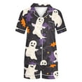 thumbnail image 5 of SwiftWear Women's Halloween Pajamas Set Collared Button Down Sleepwear Cute Ghost Spider Print Lounge Shorts Set Soft Homewear M, 5 of 5