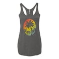 thumbnail image 2 of Tropical Palm Trees Silhouettes with Sunset | Womens Pop Culture Premium Tri-Blend Racerback Tank Top, Premium Heather, X-Large, 2 of 4