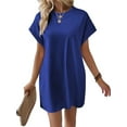 thumbnail image 2 of Womens Summer Dresses Fashion 2025 Short Sleeve Spring Mini Dress Casual Beach Vacation Clothes Dresses Blue XL, 2 of 9