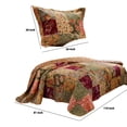 thumbnail image 5 of Kamet 2 Piece Fabric Twin Size Bedspread Set with Floral Prints, Multicolor- Saltoro Sherpi, 5 of 6