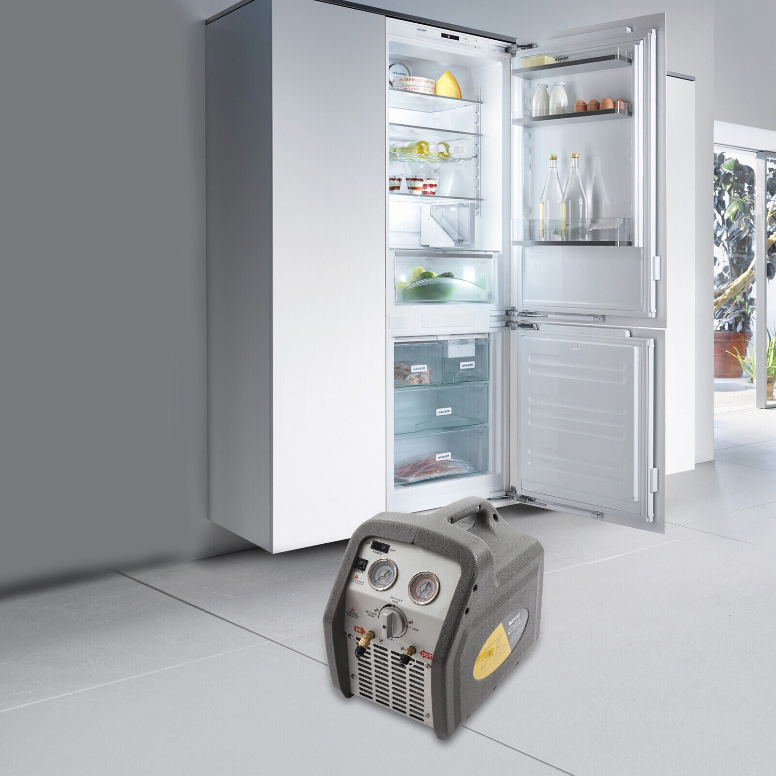 TFCFL Refrigerant Recovery Machine 3/4HP Dual Cylinder HVAC Recycling Tool 60Hz 110V