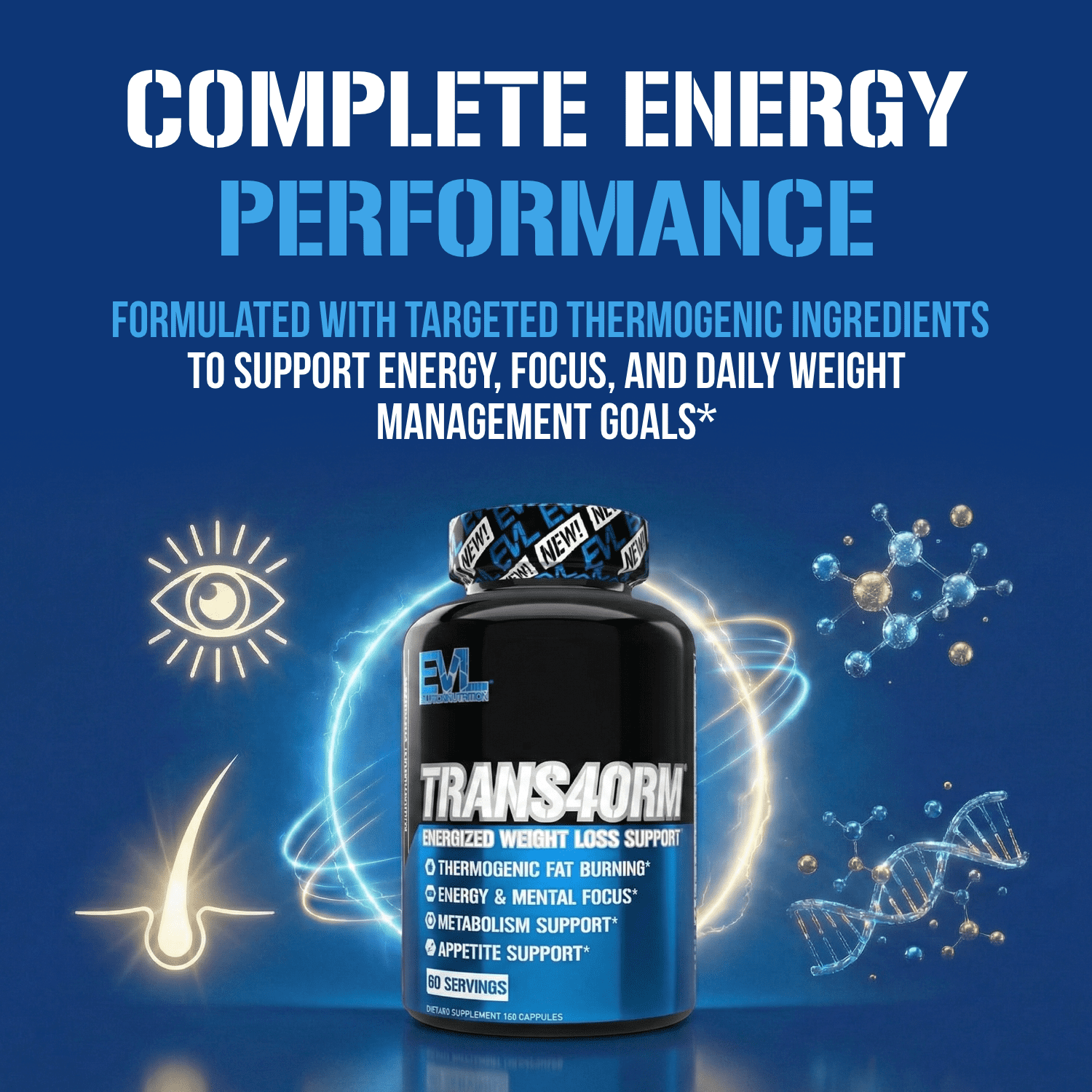 Trans4orm Thermogenic Fat Burner Supplement - EVL Nutrition Weight Loss Pills Metabolism Booster - Appetite Suppressant for Weight Loss Diet Pills for Men & Women (60 Servings)
