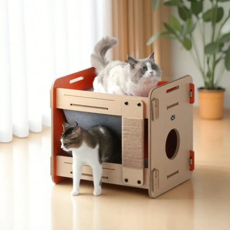 New Age Pet® Purr and Play Cat Bunk Bed with Scratching Post, Two Tier