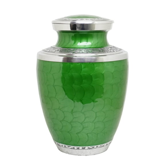 Ample Cremation Urn-Elegant Green Marble Cremation Urn for Ashes (Size=11x7 In).