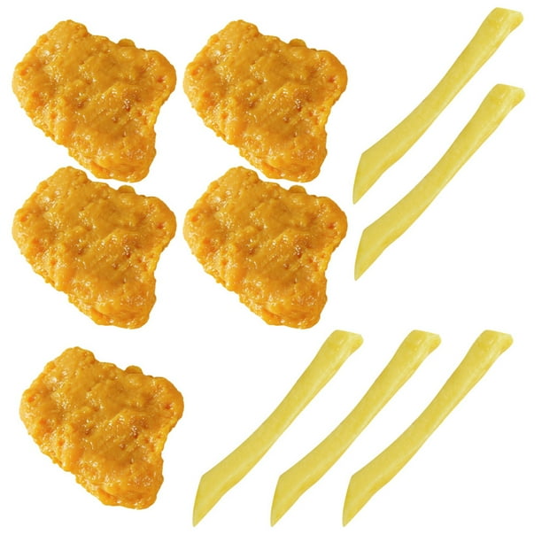 ColoMX 1 conjunto de nuggets de pollo con papas fritas simuladas accesorios de nuggets de pollo pequeños modelos