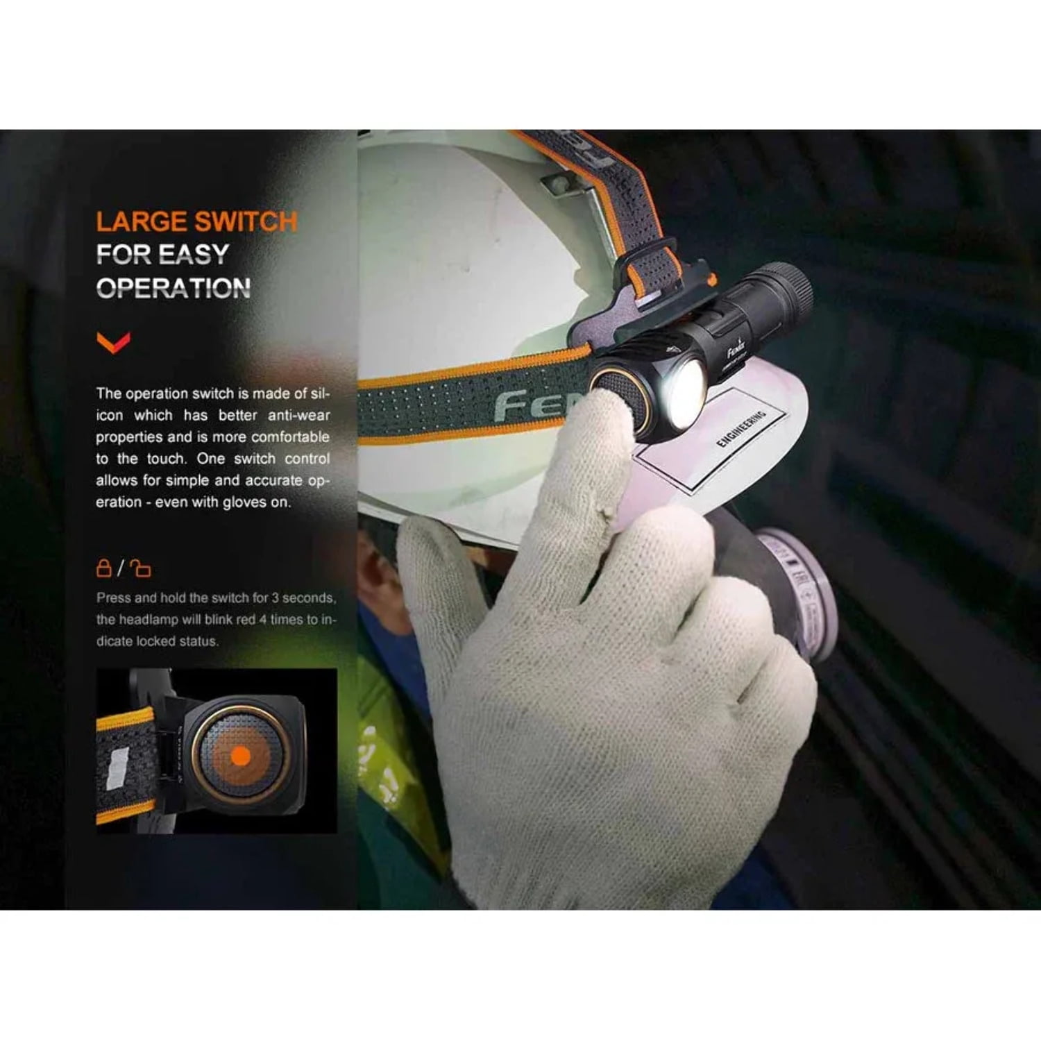 Fenix Lighting Industrial Headlamp,Al Body,Spot Beam HM61R V2.0