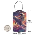 thumbnail image 4 of Hirioo Astronaut Dolphin Print Leather Luggage Tag with Stainless Steel Loop ,Privacy Flap and Address Card for Travel Bag Suitcase-4 PCS, 4 of 5