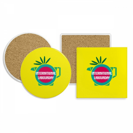 

International Labour Day Coaster Cup Mug Holder Absorbent Stone Cork Base Set